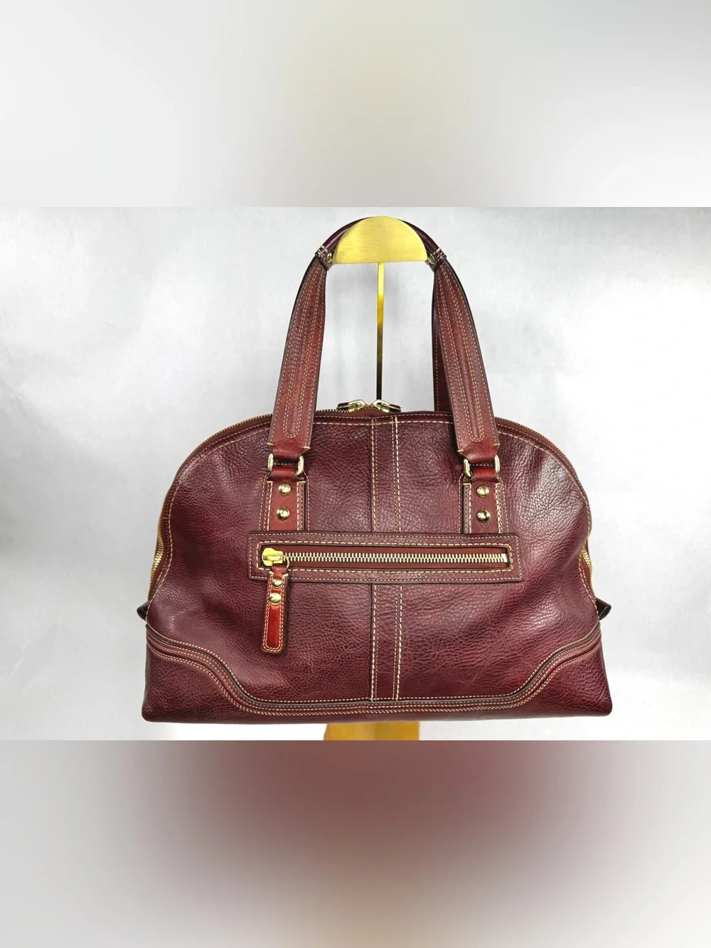 Coach Legacy Large Hamptons Miranda Rare Bordeaux Burgundy Leather Satchel Bag - Picture 5 of 15